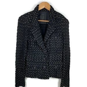 anna sui blazer women’s 4 black ivory woven long sleeve